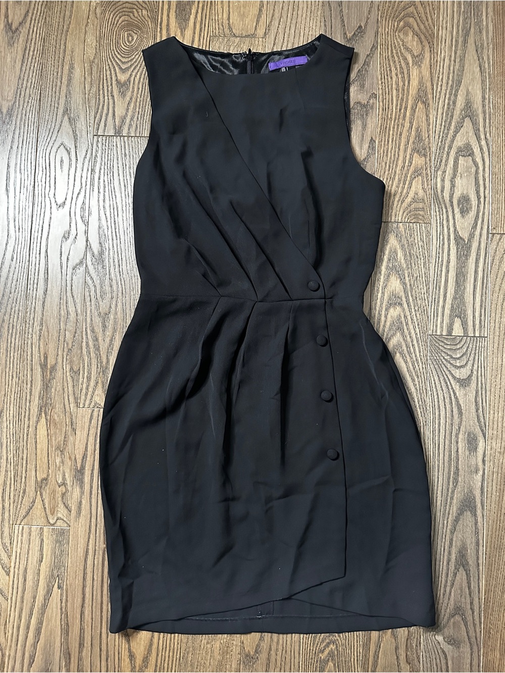 Forever 21 Black Sleeveless Sheath Dress with Asymmetrical Button Detail